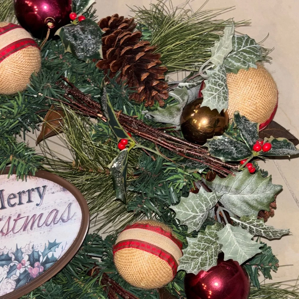 Festive Christmas Wreath with Red and Green Accents